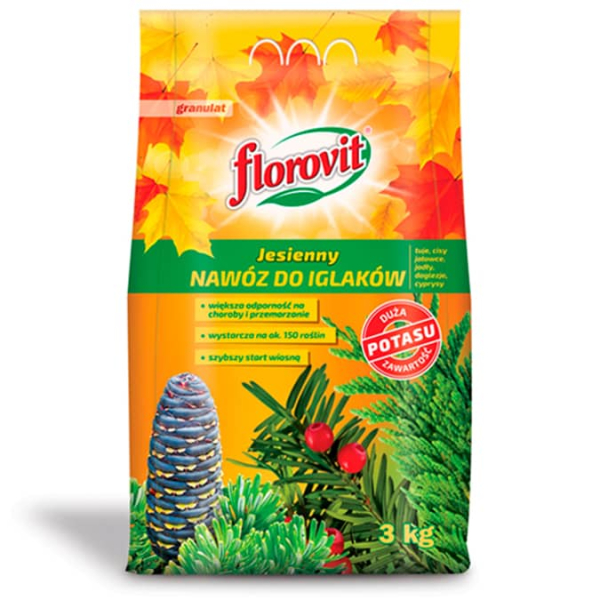Флоровит осеннее гранулированное удобрение для хвойных, 3кг